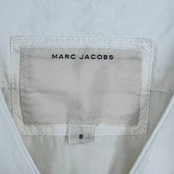 Marc Jacobs Dress Linen Cotton size 8 White Button Front Pockets - Picture 4 of 7